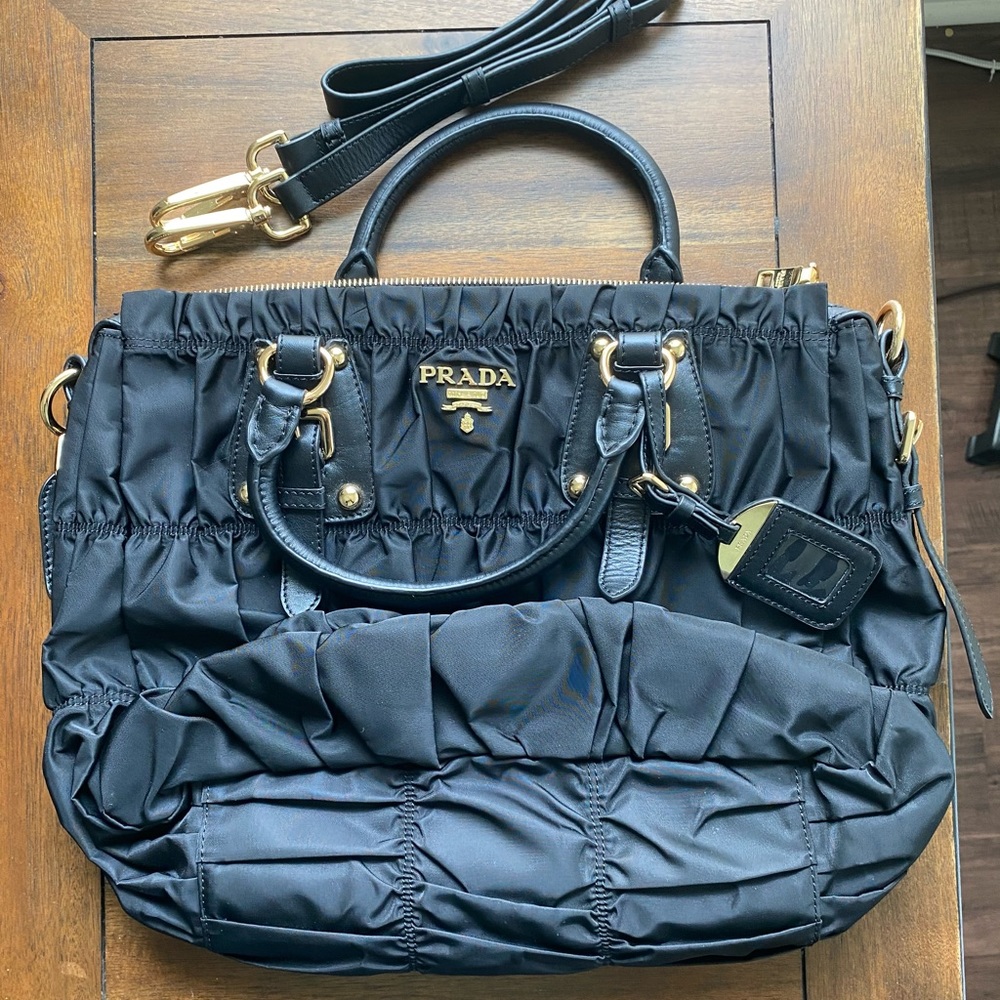 Prada Ruched Nylon Tessuto Gaufre Bag